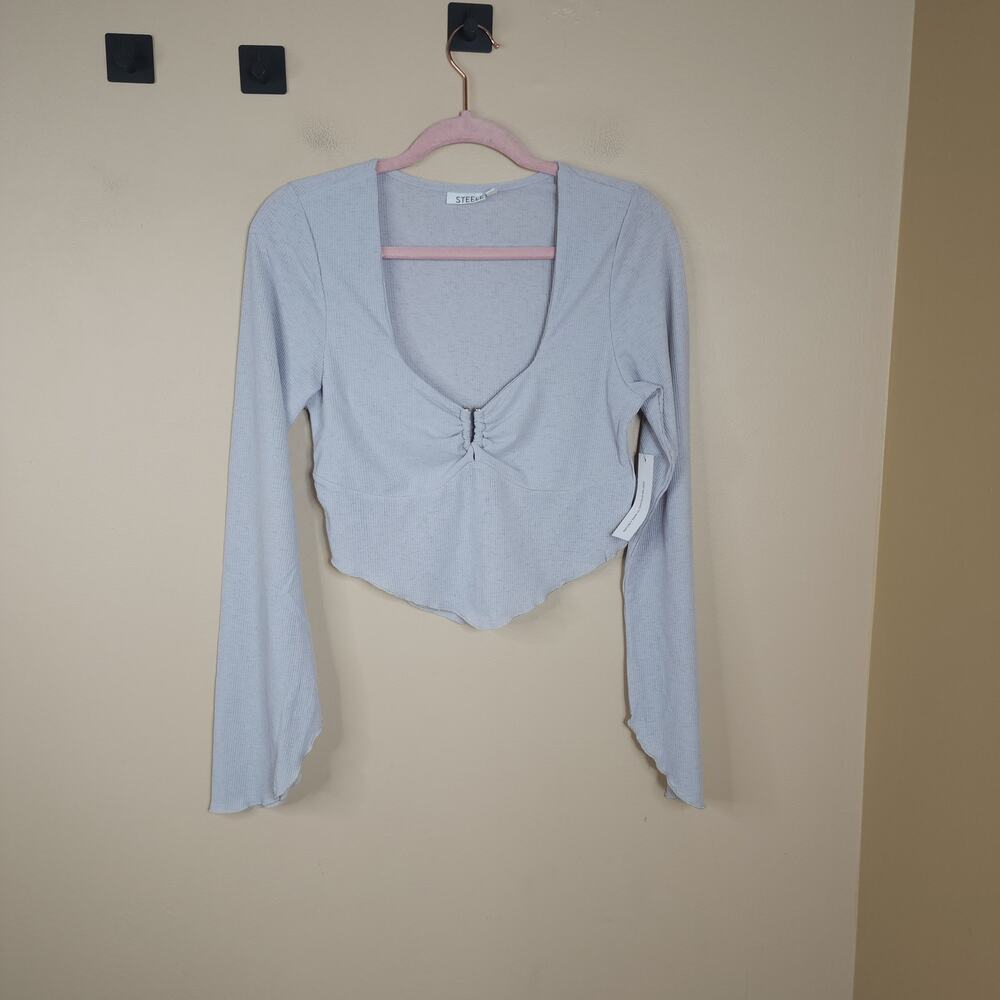 Steele Long Bell Sleeve Crop Top with U-ring Size L